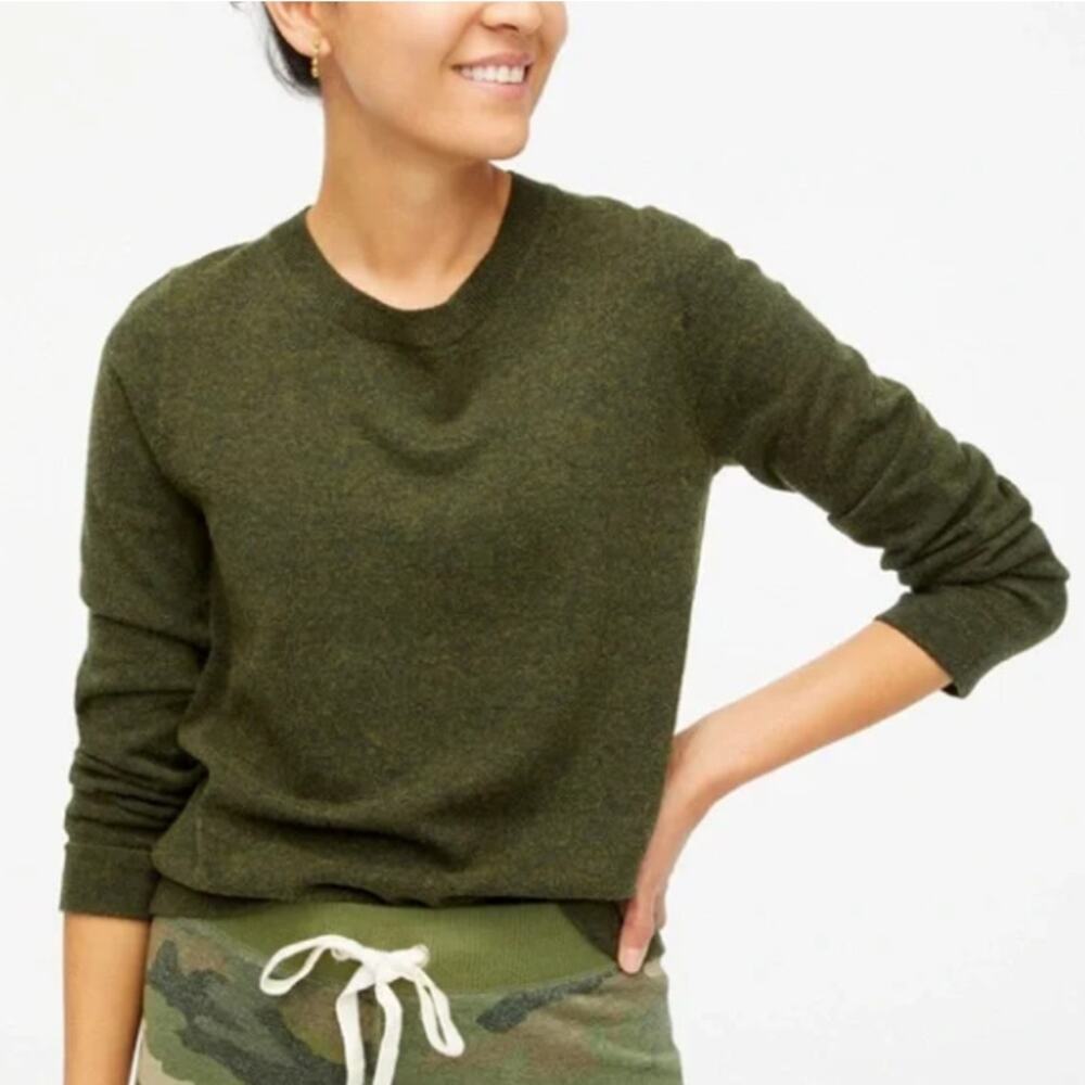 J.Crew Factory Cotton-wool Teddie sweater in dark green